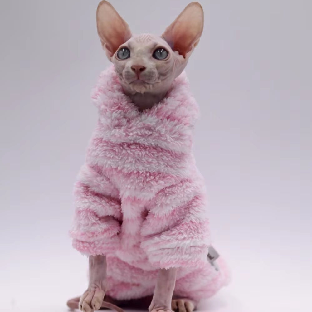 DUOMASUMI Winter Sweater for Sphynx Cats - Fashionable and Comfortable Thickened Clothing for Hairless Cats