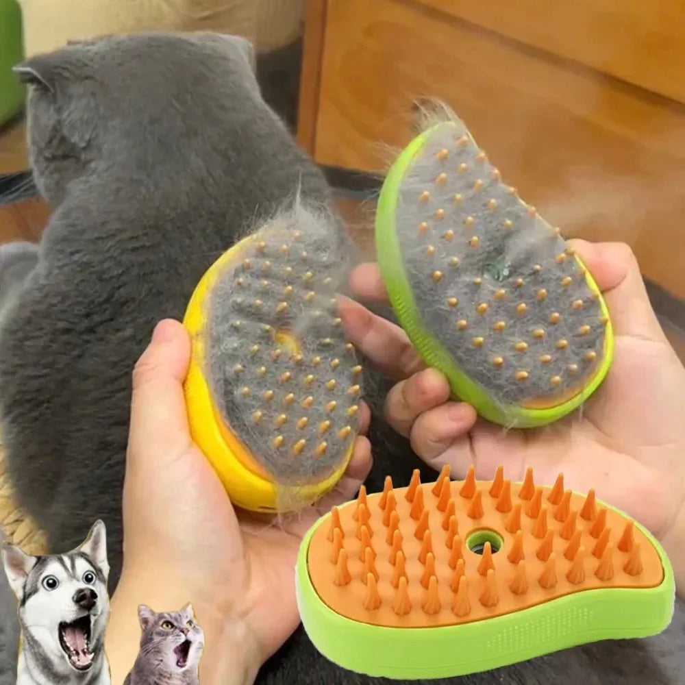 3-in-1 Electric Pet Grooming Tool: Steam Brush with Sprayer for Massage and Shedding Control for Cats and Dogs