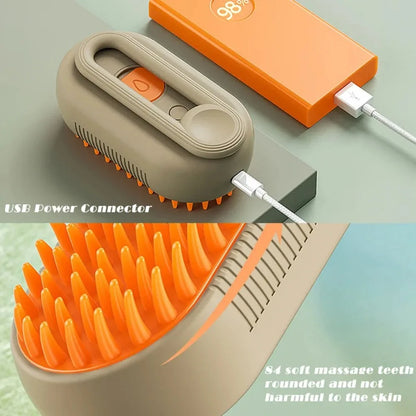 3-in-1 Electric Pet Grooming Tool: Steam Brush with Sprayer for Massage and Shedding Control for Cats and Dogs
