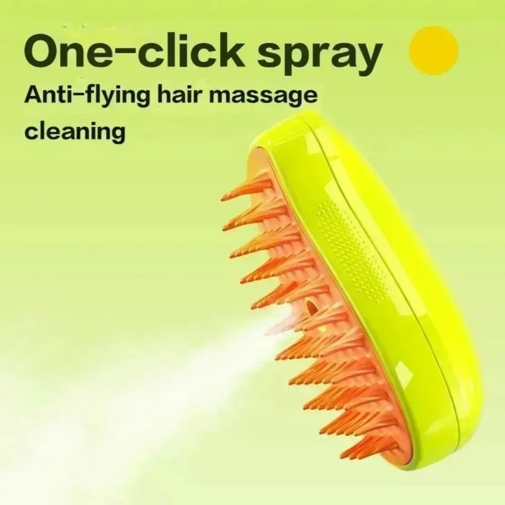 3-in-1 Electric Pet Grooming Tool: Steam Brush with Sprayer for Massage and Shedding Control for Cats and Dogs