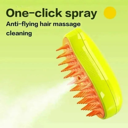 3-in-1 Electric Pet Grooming Tool: Steam Brush with Sprayer for Massage and Shedding Control for Cats and Dogs