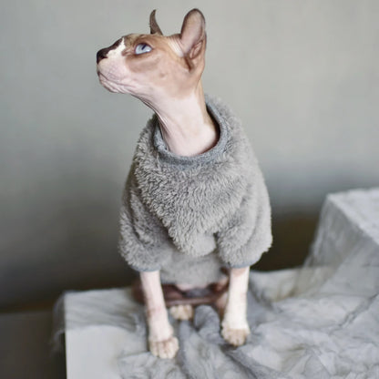 DUOMASUMI Winter Sweater for Sphynx Cats - Fashionable and Comfortable Thickened Clothing for Hairless Cats