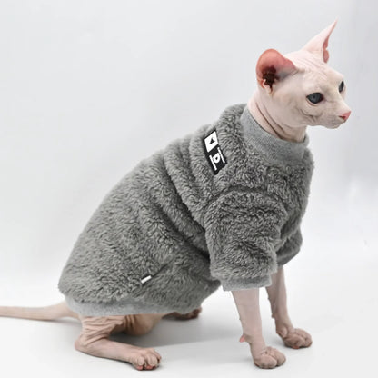 DUOMASUMI Winter Sweater for Sphynx Cats - Fashionable and Comfortable Thickened Clothing for Hairless Cats