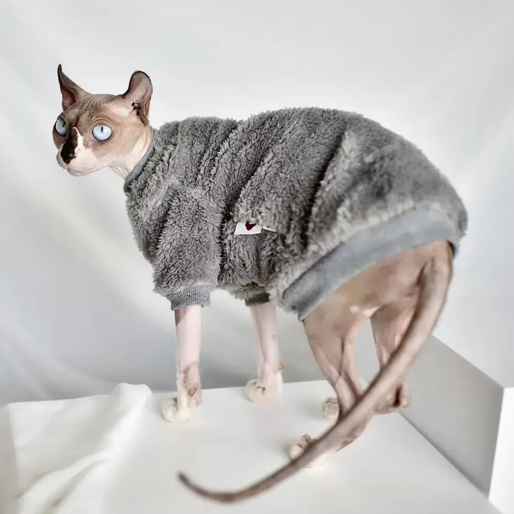 DUOMASUMI Winter Sweater for Sphynx Cats - Fashionable and Comfortable Thickened Clothing for Hairless Cats