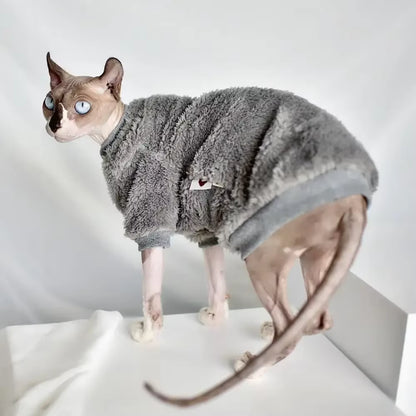 DUOMASUMI Winter Sweater for Sphynx Cats - Fashionable and Comfortable Thickened Clothing for Hairless Cats