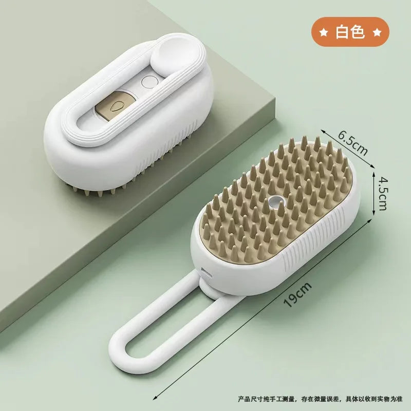 3-in-1 Electric Pet Grooming Tool: Steam Brush with Sprayer for Massage and Shedding Control for Cats and Dogs
