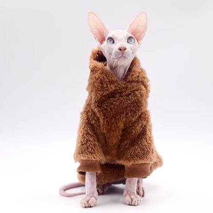 DUOMASUMI Winter Sweater for Sphynx Cats - Fashionable and Comfortable Thickened Clothing for Hairless Cats